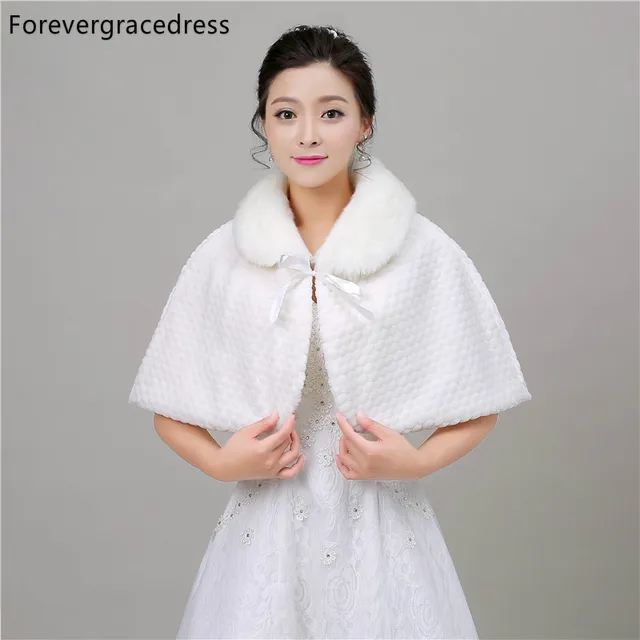 Price Forevergracedress 2018 Real Photos Faux Fur Stoles Wedding Wrap Winter Bolero Jacket Bridal Accessories Cape Cloak In Stock