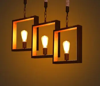 

Newest Art Deco Vintage E27 pendant light LED lamp metal cube cage lampshade light hanging light fixture for ktv/Bart Art Lights