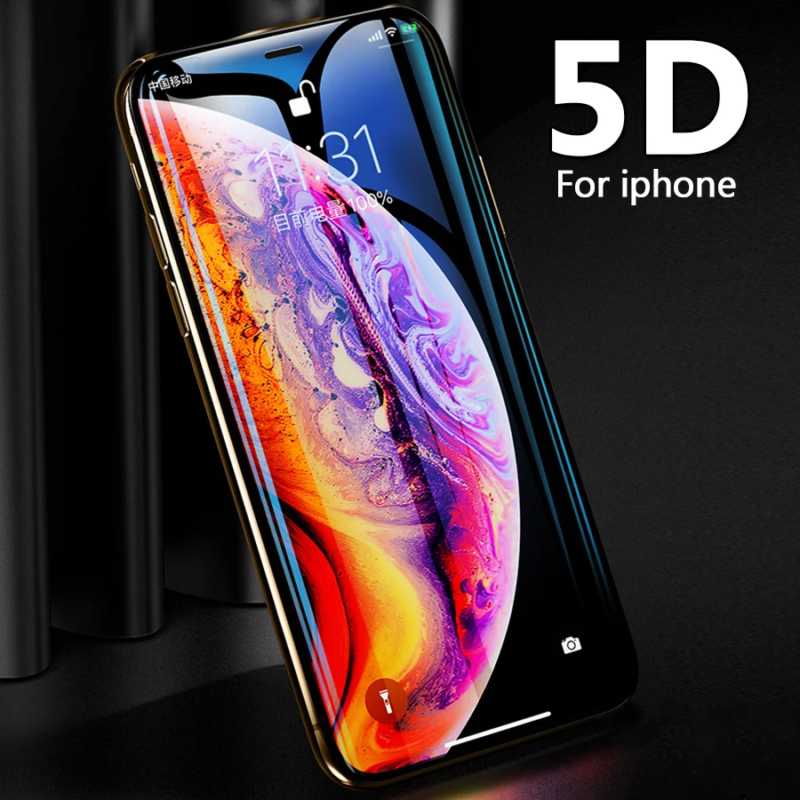 

5D Protective Glass For Iphone X Glass Protect Xr Xs Max 6 7 8 Plus Tempered Glas Screen Protector Safety On 6plus 7plus 8plus