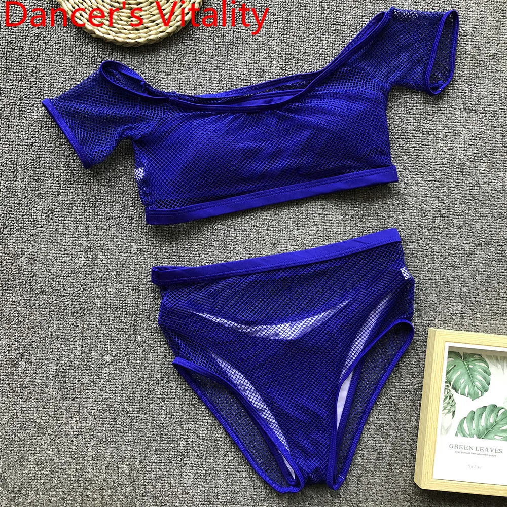 

Nightclub DJ Women Singer Stage Wear Sexy Sheer Bar DS Performance Costume New Top Chest Wrap 2 Underpants Bikini Set Outfits
