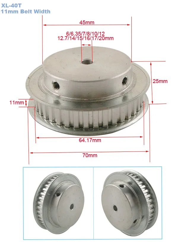 XL Тип 40 т зубчатый шкив 6/6. 35/8/10/12/12,7/14/15/16/17/20 мм внутренний диаметр 5,08 мм Шаг 11 мм ремень Ширина ременный шкив