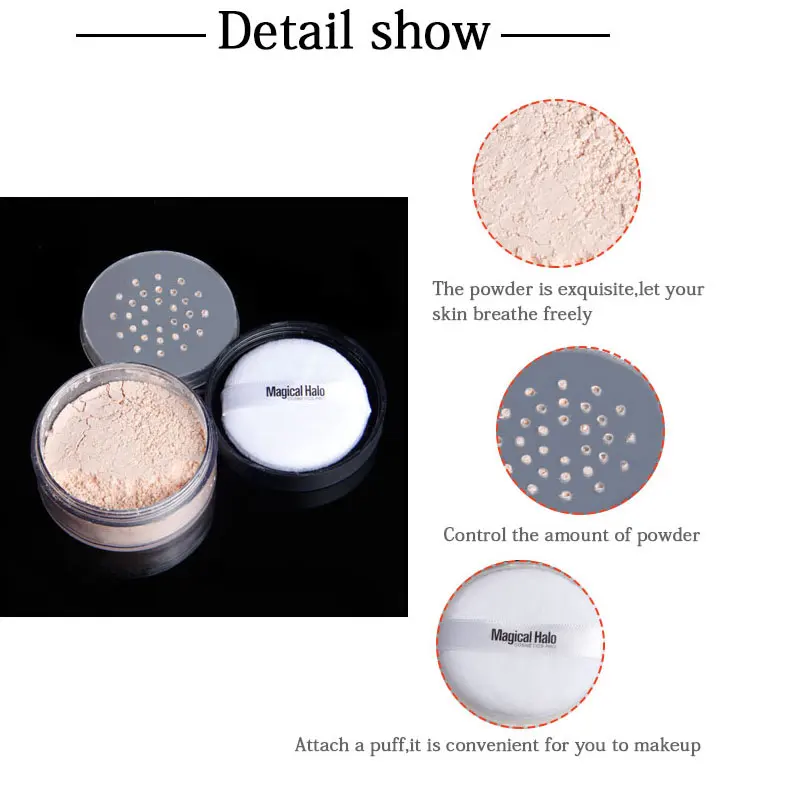 

Magical Halo Long Lasting Loose Powder Waterproof Matte Setting Powder with Puff Concealer Light Makeup SSwell