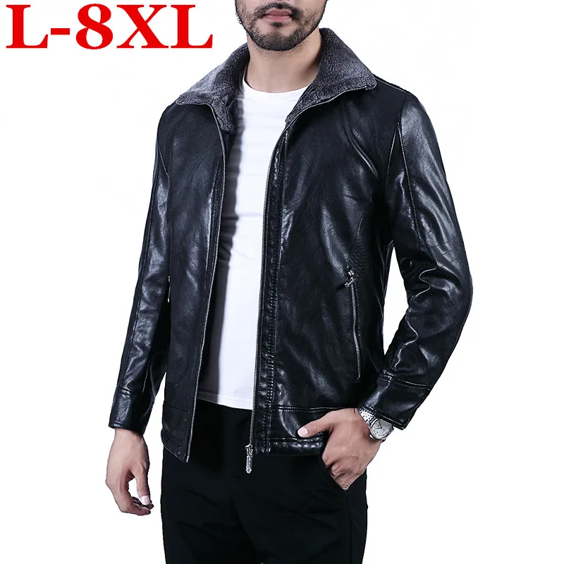 Новинка размера плюс 8XL 7XL 6XL зимние мужские Куртки из натуральной кожи брендовые