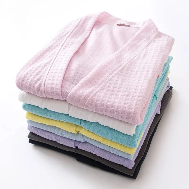 Хлопковое полотенце банный халат унисекс для мужчин и женщин Вафельный Халат для отдыха Пеньюар Ночная сорочка халаты для влюбленных лучшие подарки
