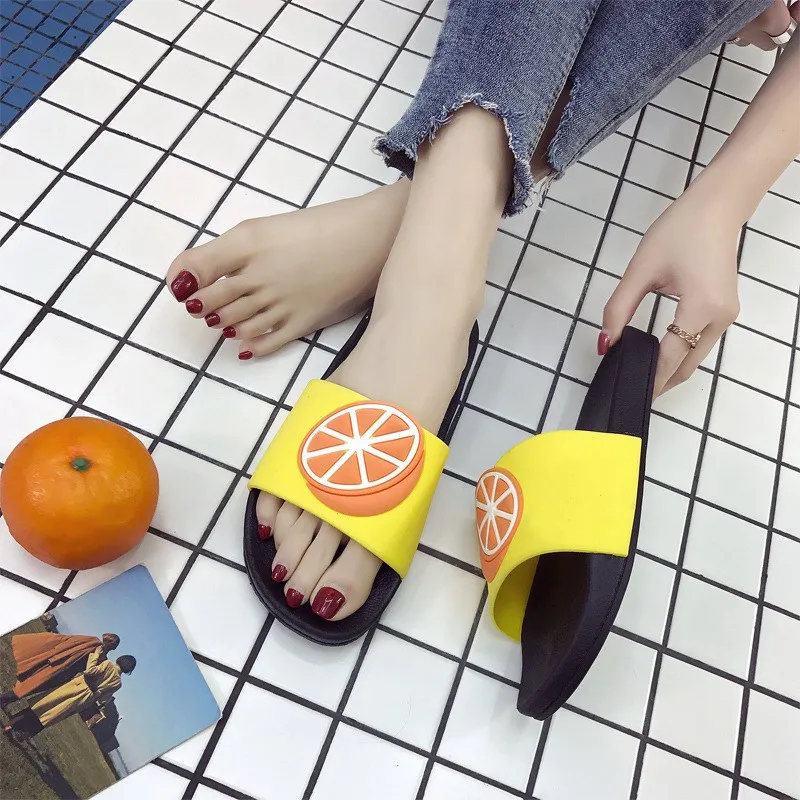 ASILETO/женские тапочки; Уличная обувь с открытым носком и рисунком фруктов; летние Нескользящие повседневные сандалии для девочек; mujer; F668
