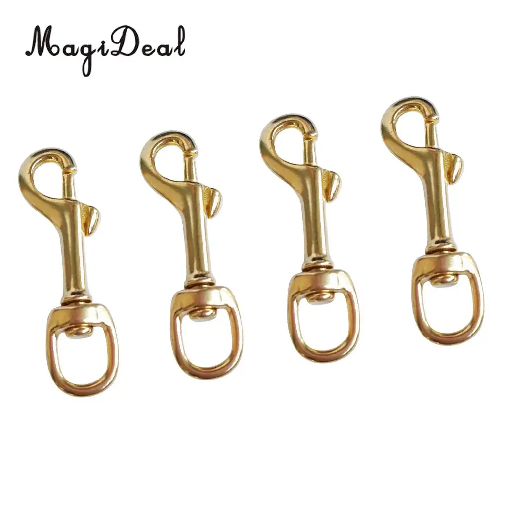 MagiDeal 4 Pieces Dive Swim Brass Single Ended Swivel Eye Bolt Snap Hook Clip for Snorkeling Scuba Diving Swimming Acess