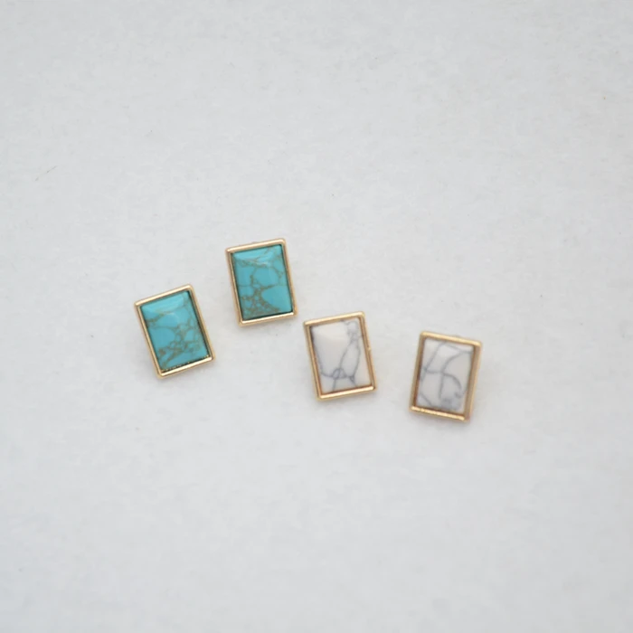 

2016 new cute white rectangle Stud Earrings square Earrings for Women