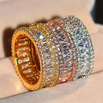 

Luxury Fashion Small Crystal Zircon Stone Ring Female Gold Color Wedding Jewelry Promise Stackable Engagement Rings For Women