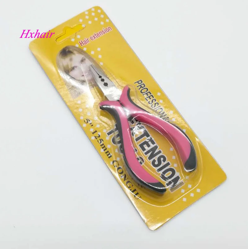 

Freeshipping - 50pcs No.9 Pink Handle Hair Extension Pliers / Straight Head with Teeth and Holes / Hair Extension Tools