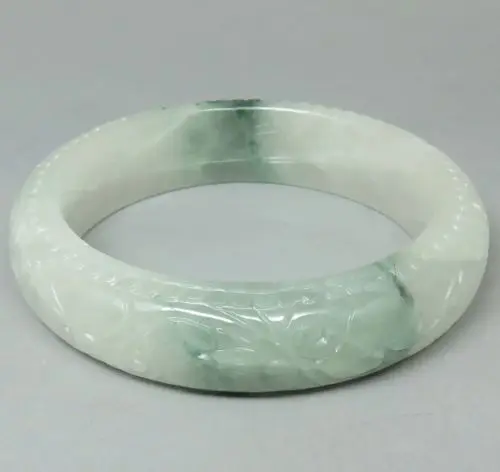 

free shipping 02124 JADE JADEITE BANGLE BRACELET VINTAGE ANTIQUE JEWELRY CARVED