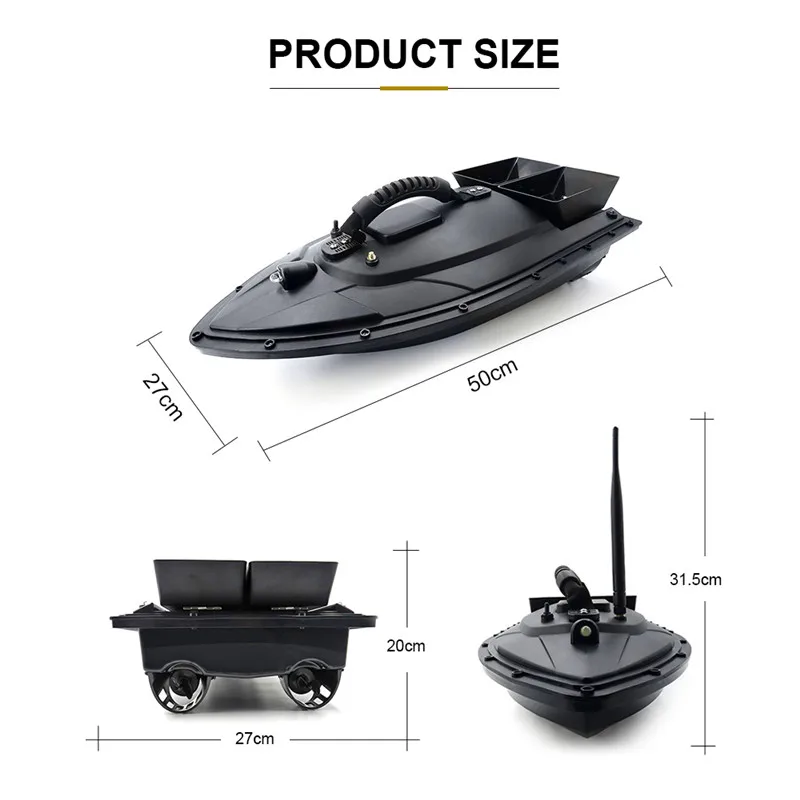 Flytec 5 поколения RC лодка 500 м 4 км/ч 50X27X20cm удаленный двойной склад Рыболокаторы