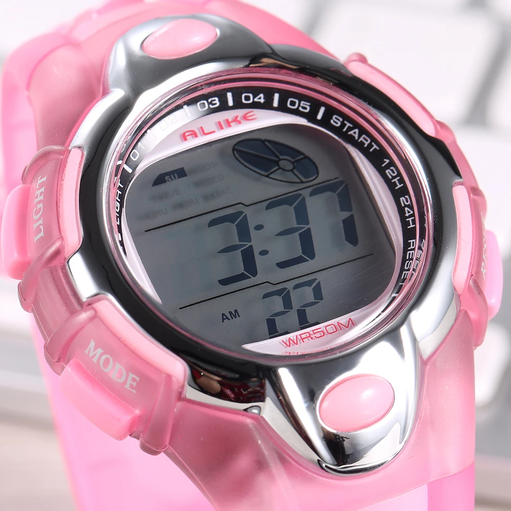 Дети восхождение спортивные Цифровые наручные часы Резиновая Обувь для мальчиков девочек Военная Униформа армии Часы сигнализации