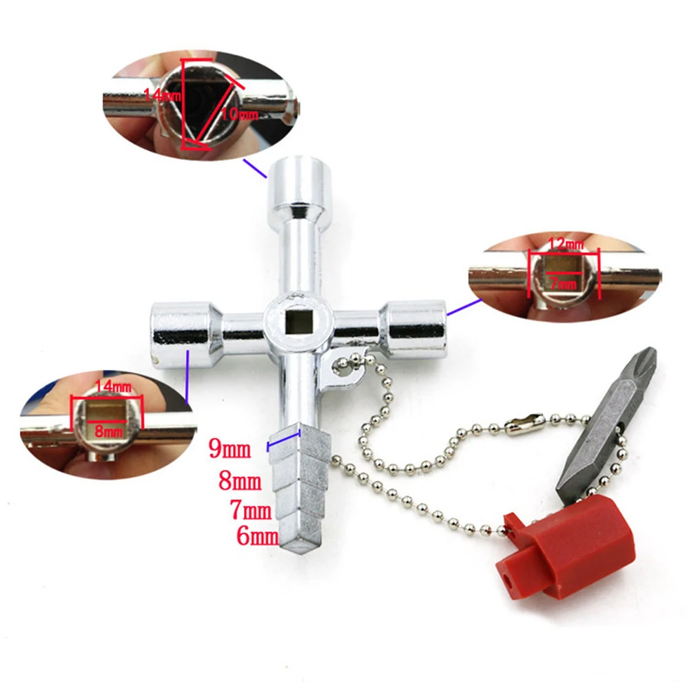 

Universal 4 in 1 Key Cross Ring Keychain Car Wrench Repair Tool Auto Motorcycle Key Chain Cabinets Electric Interior Accessories