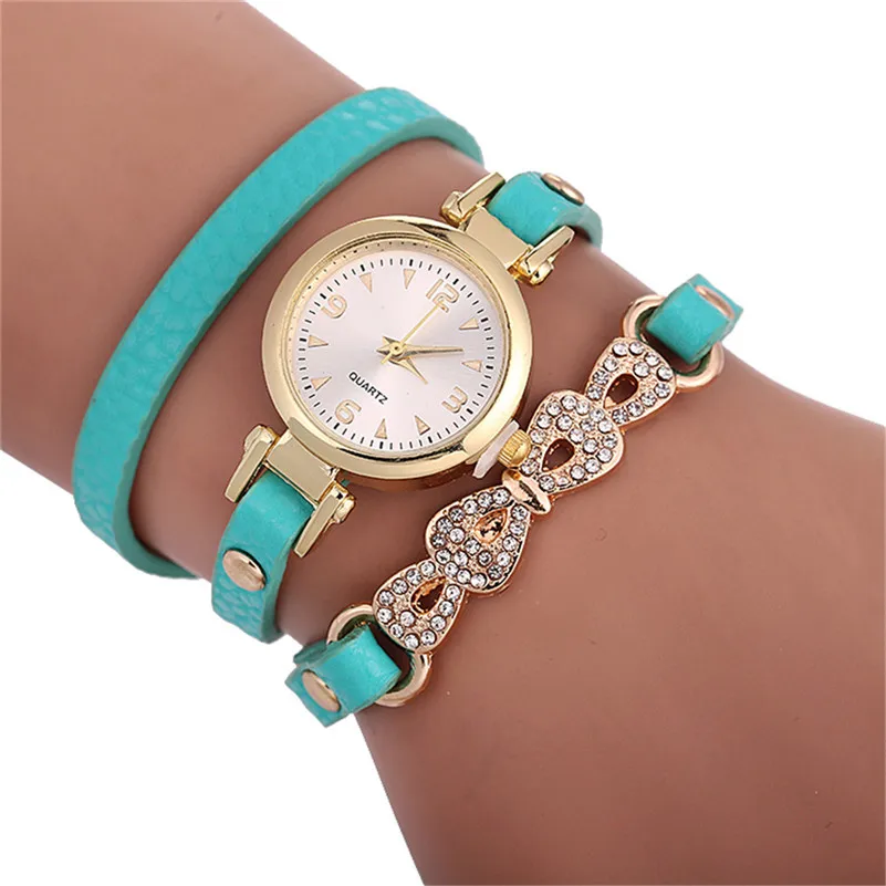 Women's watches brand luxury fashion ladies watch Analog Quartz leather watch strap Bling Diamond Bracelet Wrist Watch M21#N (5)