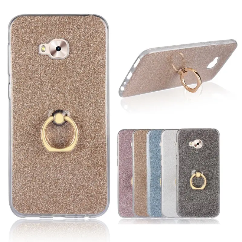 

Luxury Ring Holder Case for Asus Zenfone 4 Selfie Pro ZD552KL Glitter Silicon TPU Gel Back Cover Grip Capinhas Coque Etui Hoesje