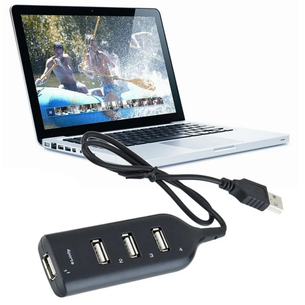 Hotest Портативный 4 Порты и разъёмы USB 2,0 High Скорость USB HUB портативных ПК Тонкий Наименьший Mini USB разветвитель адаптер для мобильного телефон портативных ПК