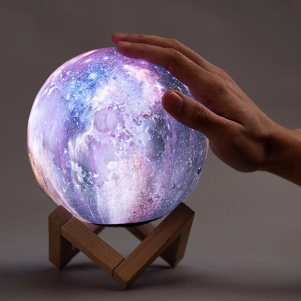 3D печать луна лампа сенсорный Цвет Изменение светодиодный ночник стол лунный свет