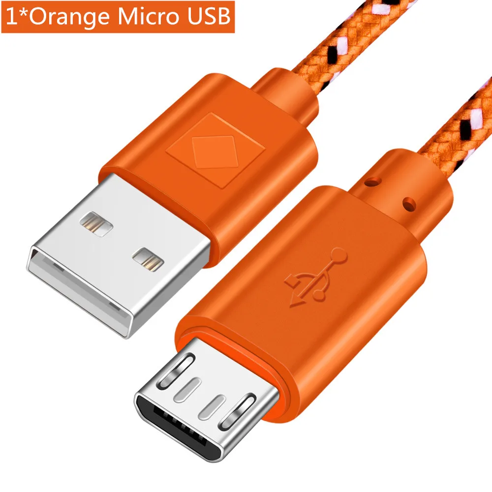 Кабель Micro usb type-C ROMICHW 1 м 2 м 3 м нейлоновый кабель для быстрой зарядки для samsung Xiaomi huawei LG Android Micro usb type-C USB шнур - Цвет: Orange For Micro