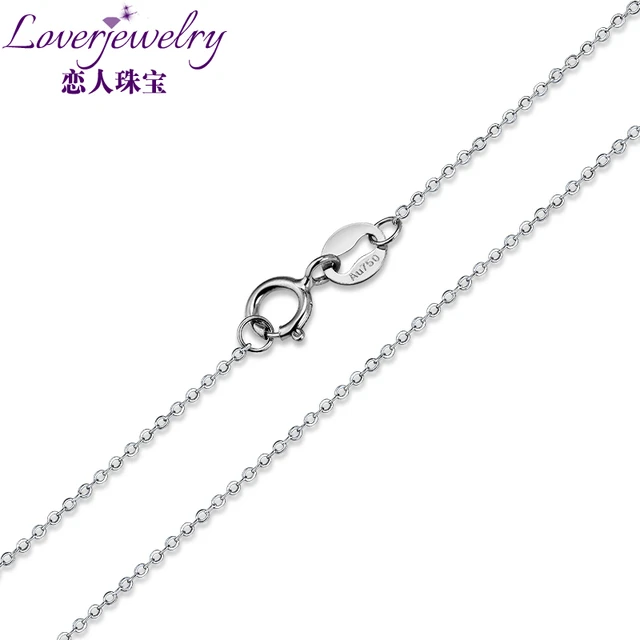 NEW CHAIN PENDANT NECKLACE IN SOLID 18K 750 WHITE GOLD LENGTH 18