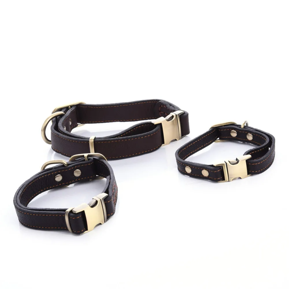 Luxury Real Leather Pet Dog Collar For puppy Medium dog Stylish Soft