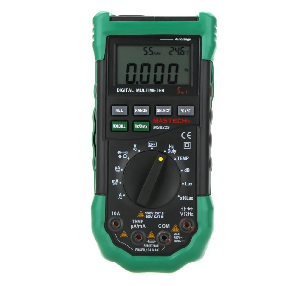 

2017 Original Mastech MS8229 5 in1 Auto range Digital Multimeter Multifunction Lux Sound Level Temperature Humidity Tester Meter