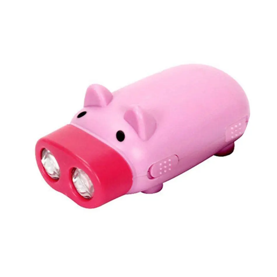 AIMINHO Hand-press 2 LED Mini Flashlight Cute Pig Generate Electricity LED Flashlight Emergency Small Torch Color Send By Random (9)