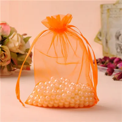 Bolsas de regalo, сумки из органзы, 15x20 см, 100 шт, organizador de joyas, свадебные украшения, Подарочная сумка с логотипом на заказ - Цвет: Orange