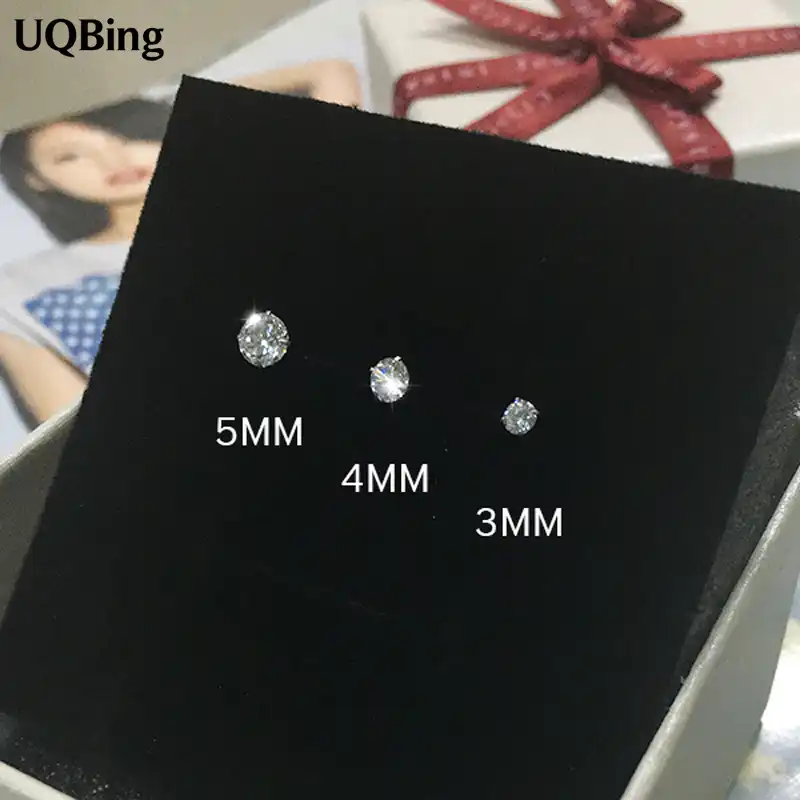 Новые поступления 3 мм/4 мм/5 мм Кристалл 925 Серебряные серьги-гвоздики Модные женские Хрустальные Серьги Brincos Pendientes de plata