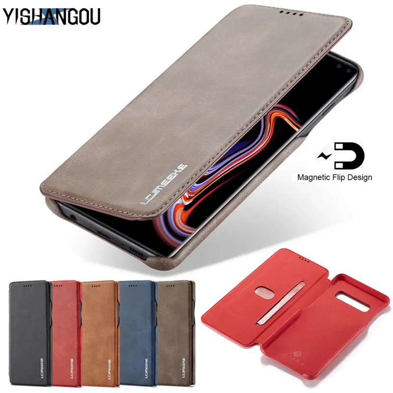 

YISHANGOU Luxury Magnetic Flip Wallet Case For Samsung S10 5G S10E S9 S8 Plus PU Leather Stand Cover For Galaxy Note 8 9 S7 Edge