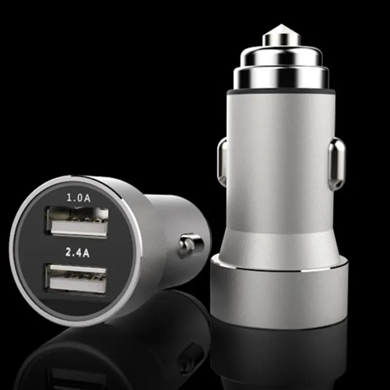 JHY 001 1A/2.4A металлический двойной USB Автомобильное зарядное устройство мини