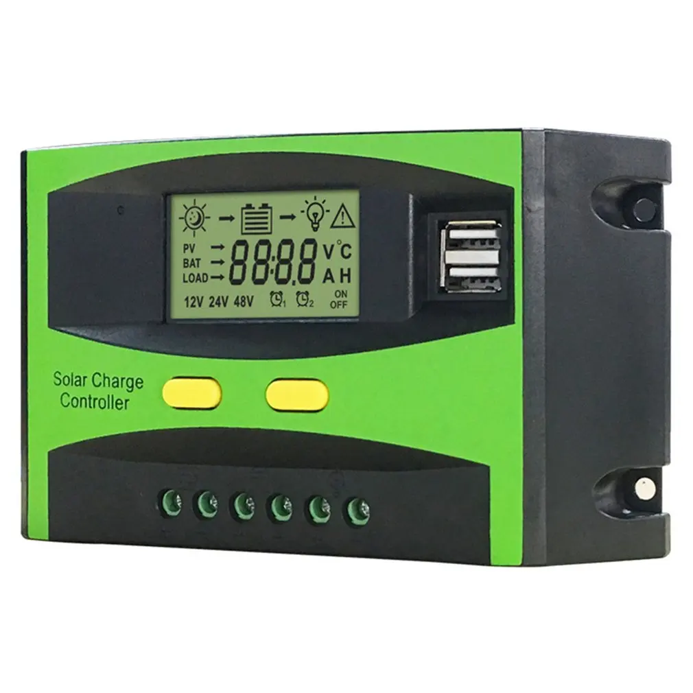 12/24V Solar Controller With Lcd Display Controller Solar Panel Work Dual Usb Regulator Output Charge Solar Auto Lcd