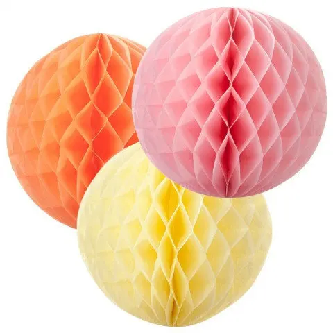 

3pcs 20cm Pink&Yellow&Light Orange Large Tissue Paper Honeycomb Balls Wedding Party Decor Birthday Shower Hanging Fluffy Balls