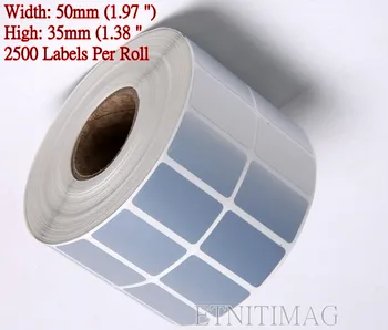 

(2500Sheet/Roll Label stickers) Silver PET barcode label 50mm(1.97")x35mm (1.38")For ZEbra Serial Numbering and Bar Code Print