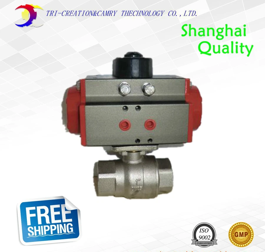 

1" DN25 pneumatic female ball valve,2 way 304 screwed/thread stainless steel ball valve_double acting AT straight way ball valve