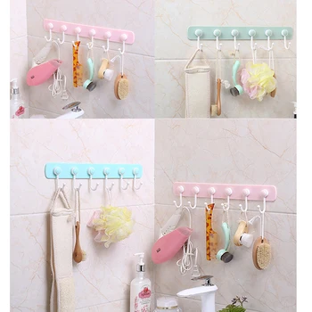 

Cooking Tools Bathroom Organizer Hanging Rack Storage Shelf Six Rows Of Hooks On The Wall Kitchen Accessories Shelves
