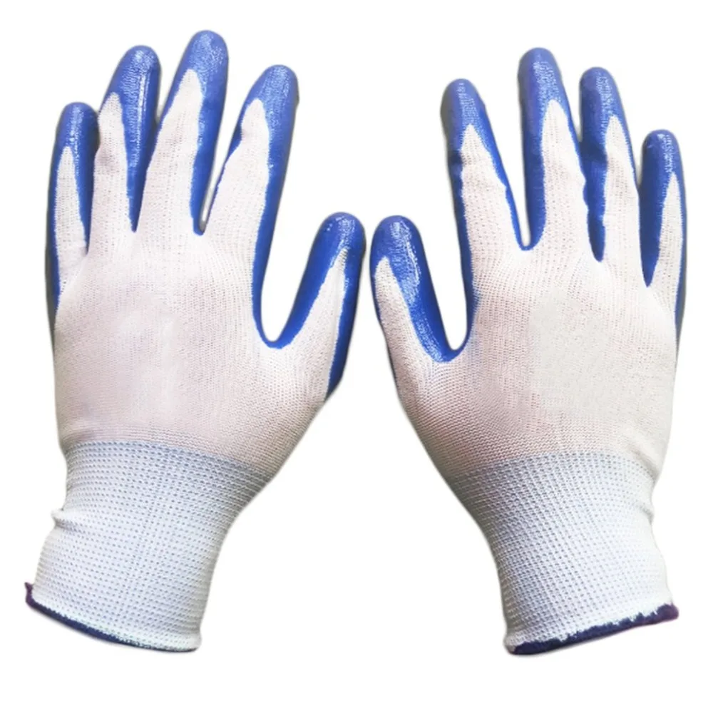 

1 Pair Rubber Coated-palm Antiskid Gloves Antistatic Working Gloves Wear-resistant Breathable Nylon Gloves For Labor Work