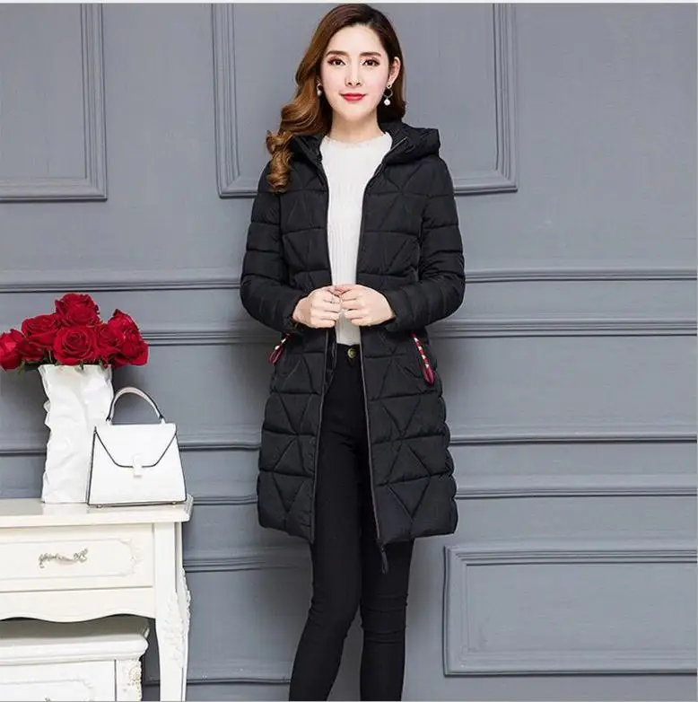 Plus Size 6XL Light&Thin Autumn Winter Women Jackets Female Down Cotton Jacket Slim Outerwear Casual Female Parkas Top Q595 - Цвет: black