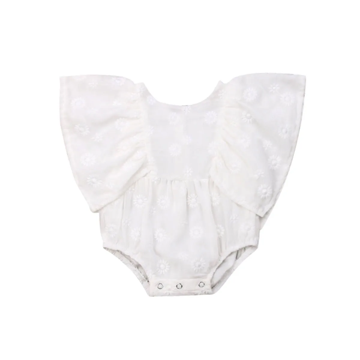 

Newborn Infant Baby Girls Cute Bodysuits Ruffles Puff Sleeve Flowers White Jumpsuit Bodysuit Outfits Clothes