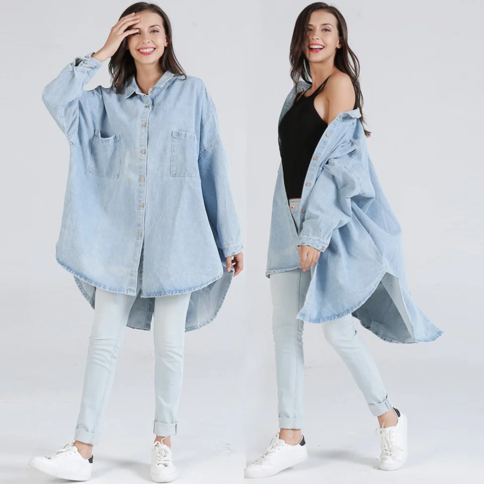 2018 New Women Autumn Coats Clothes Denim Clothing Solid Color Spring Jacket Long Sleeve Lapel Casual Female Cowboy | Женская одежда