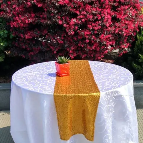 

Sequin Table Runner Blink Spark Party Home Decor 12*70”/12*108“/12*118”Wedding