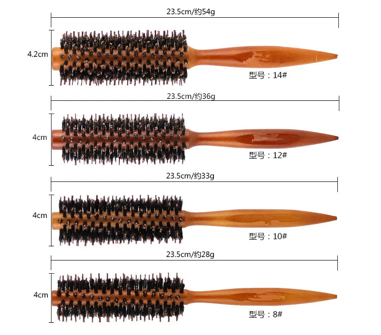 1 шт. 4 размера деревянная щетка для волос Антистатическая высокая термостойкость круглая бочка Расческа для укладки волос сушка инструмент для завивки