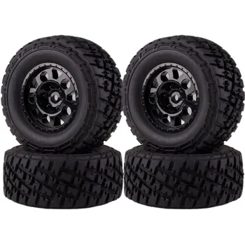 

1182-17B 4pcs Front & Rear Wheel Rim & Tire Tyres For 1/10 RC Traxxas Short Course Truck Slash 4x4