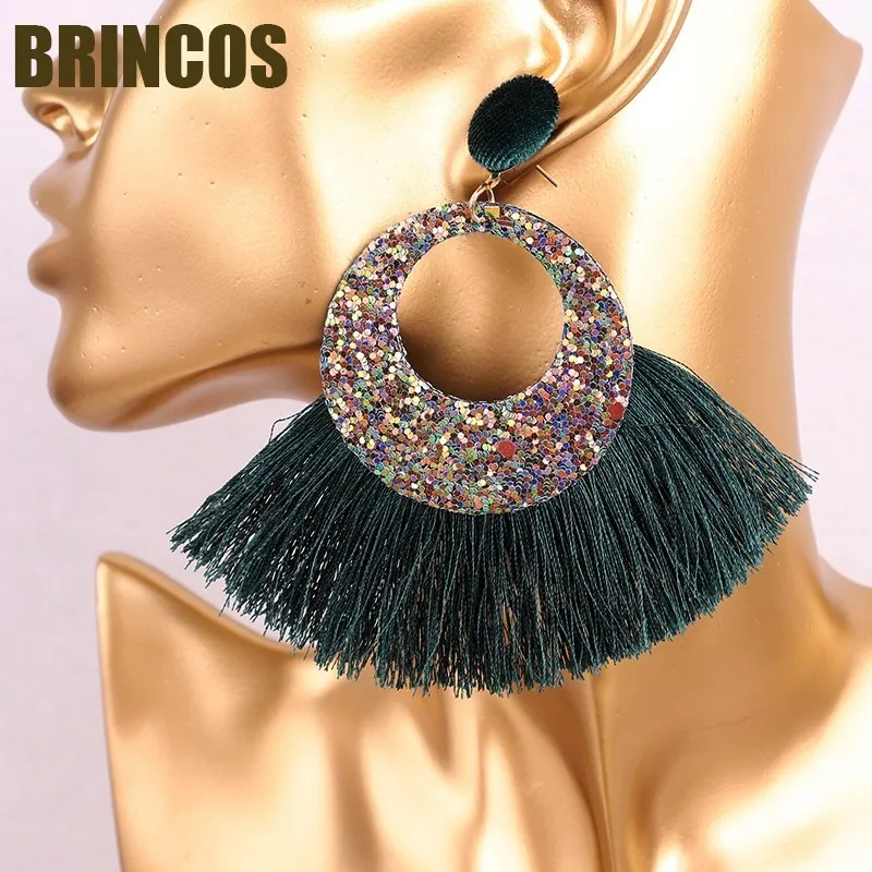 

Aliexpress tassel earrings for women yellow korean indian jewelry vintage boho statement drop handmade oversize gold bohemia