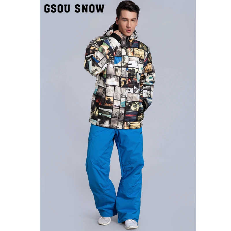 Gsou nieve traje de esquí de invierno para hombres chaqueta de esquí hombres snowboard esqui traje ski JAS Mannen montaña esquí ropa