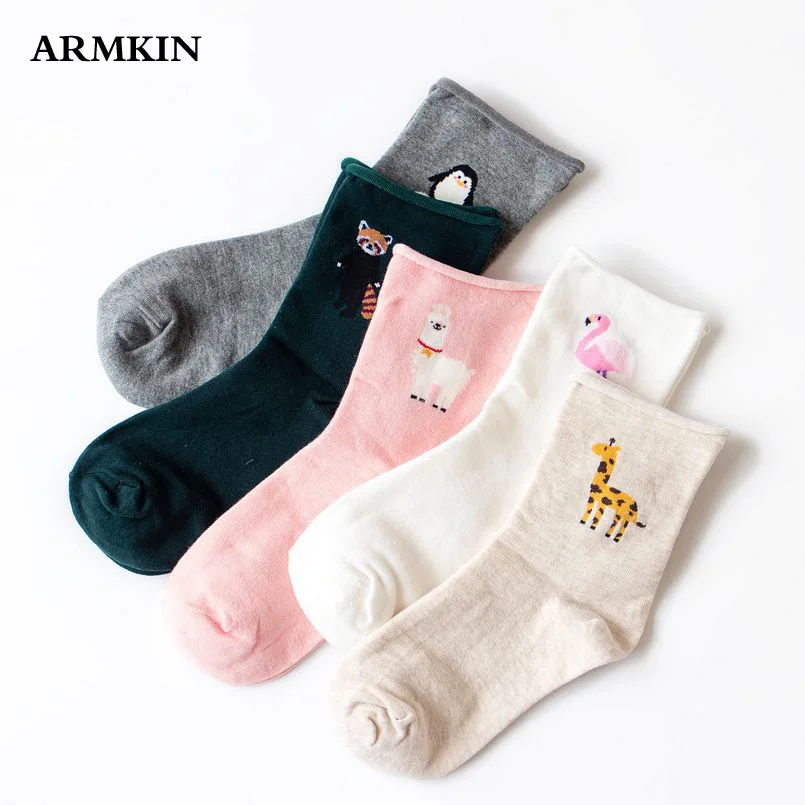 

ARMKIN Autumn and Winter Casual Cartoon Animal socks flamingo penguin Sheep Korea Style Women Funny socks skarpetki damskie