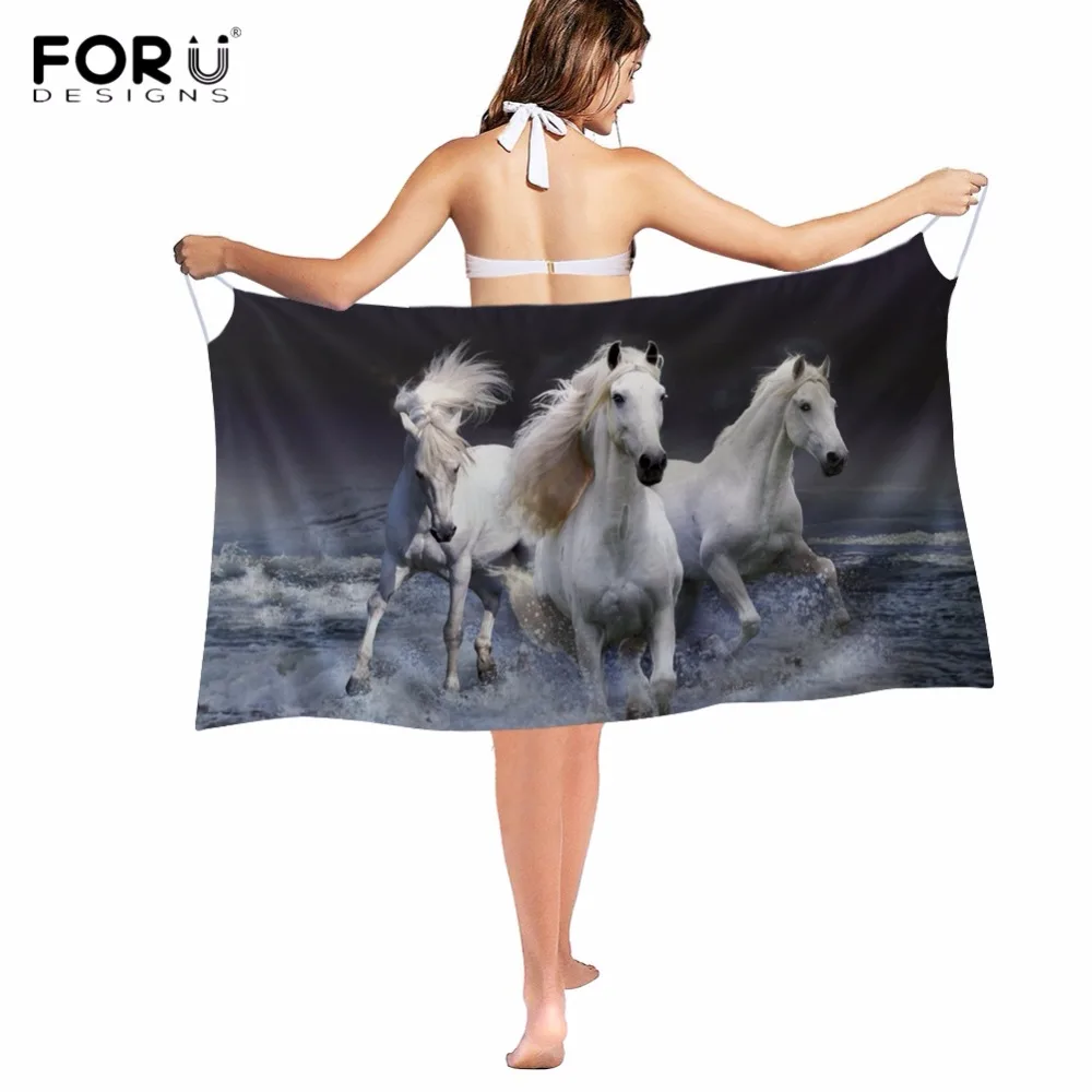 

FORUDESIGNS Cool 3D Animal Crazy Horse Print Women Beach Scarf Dress Fashion Brand Female Sunscreen Swim Coat Summer Beach Shawl