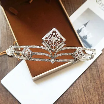 

Paved CZ Crown Full Cubic Zircon Tiara Tiaras Diadema Wedding Hair Accessories Bride Hair Jewelry Bijoux Cheveux Coroa WIGO1073