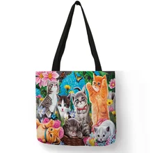 Персонализированная Женская портативная уличная сумка на плечо с 3D принтом мультяшного кота, кости, отпечатка ноги, сумка, повседневные Офисные Сумки-тоут