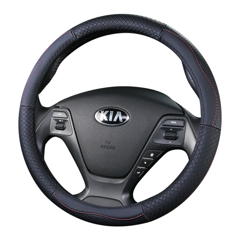 

Top Layer Leather Wheel Steering Covers for Kia Soul Stinger Carens Rondo Carnival Sedona Mohave Borrego Sorento Sportage Niro