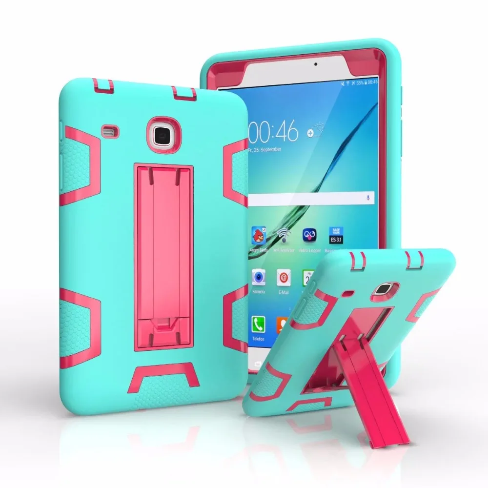 For Samsung Galaxy TAB E 8.0 Case Anti Hard Rubber Silicon PC Hybrid Coque Stand Cover Cases For